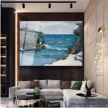 Limitless Design Winslow Homer Kayalık Kıyı Deniz Manzarası Cam Tablo Dijital Baskı Duvar Tablosu Dekor Tablo