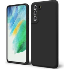HANPORIUM Samsung Galaxy S21 Fe Uyumlu Silikon Kılıf - Pastel Renk Tonu Kamera Korumalı Esnek Kapak - Siyah