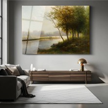 Limitless Design Jean-Baptiste-Camille Corot Nehir Kenarı Ağaçlar Doğa Cam Tablo Dijital Baskı Duvar Tablosu