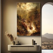 Limitless Design Albert Bierstadt Dağ Evleri Şelale Manzarası Kanvas Tablo Sanat Tablosu Klasik Ressam Tablosu