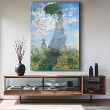Limitless Design Claude Monet Şemsiyeli Zarif Kadın Kanvas Tablo Sanat Tablosu Klasik Ressam Tablosu