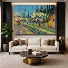 Limitless Design Vincent Van Gogh Çiçek Açan Meyve Bahçesi Bahar Resmi Kanvas Tablo Klasik Ressam Tablosu