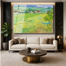 Limitless Design Vincent Van Gogh Yeşil Buğday Tarlaları Kırsal Tarım Manzarası Cam Tablo Dijital Baskı Duvar Tablosu