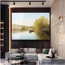 Limitless Design Emilio Sánchez-Perrier Göl Üzerinde Kayık Resmi Cam Tablo Dijital Baskı Duvar Tablosu Dekor Tablo