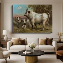 Limitless Design Paul L. Dreux Beyaz Boğalar Çiftlik Hayvanları Kanvas Tablo Sanat Tablosu Klasik Ressam Tablosu