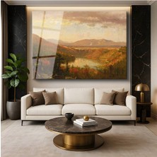 Limitless Design Frederic Edwin Church Sonbahar Gölü Doğa Manzarası Cam Tablo Dijital Baskı Duvar Tablosu Dekor Tablo