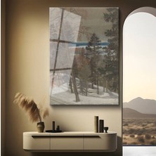 Limitless Design Anonim Beyaz Kış Ormanı Manzarası Cam Tablo Dijital Baskı Duvar Tablosu Dekor Tablo
