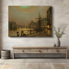 Limitless Design John Atkinson Grimshaw Liman Gün Batımı Deniz Kanvas Tablo Sanat Tablosu Klasik Ressam Tablosu