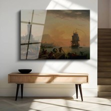 Limitless Design Claude-Joseph Vernet Akdeniz Limanı Günbatımı Manzarası Cam Tablo Dijital Baskı Duvar Tablosu