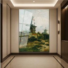 Limitless Design Vincent Van Gogh Montmartre Yel Değirmenleri Cam Tablo Dijital Baskı Duvar Tablosu Dekor Tablo