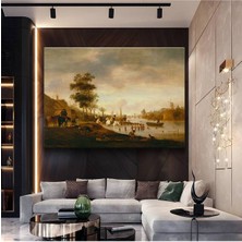 Limitless Design Aelbert Cuyp Nehir Kenarı Günbatımı Resmi Kanvas Tablo Sanat Tablosu Klasik Ressam Tablosu