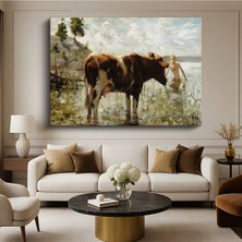 Limitless Design Constant Troyon Suda Inek Hayvan Resmi Kanvas Tablo Sanat Tablosu Klasik Ressam Tablosu