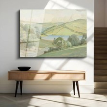 Limitless Design John Constable Yeşil Vadi Göl Manzarası Cam Tablo Dijital Baskı Duvar Tablosu Dekor Tablo