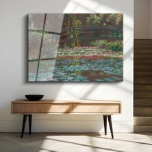 Limitless Design Claude Monet Nilüferler Japon Köprüsü Cam Tablo Dijital Baskı Duvar Tablosu Dekor Tablo
