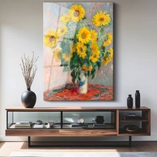 Limitless Design Claude Monet Parlak Ayçiçekleri Cam Tablo Dijital Baskı Duvar Tablosu Dekor Tablo