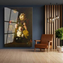 Limitless Design Rachel Ruysch Zarif Çiçek Buketi Hd Baskı Duvarı Cam Tablo Hd Baskı Tablo