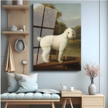 Limitless Design George Stubbs Beyaz Köpek Hayvan Portresi Cam Tablo Dijital Baskı Duvar Tablosu Dekor Tablo