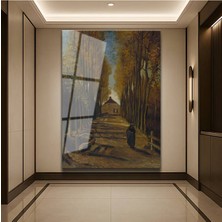 Limitless Design Vincent Van Gogh Kavak Ağaçlı Yol Cam Tablo Dijital Baskı Duvar Tablosu Dekor Tablo