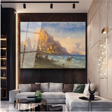 Limitless Design James Webb Akdeniz Kıyısı Deniz Manzarası Cam Tablo Dijital Baskı Duvar Tablosu Dekor Tablo