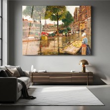 Limitless Design Heinrich Hermanns Çiçek Pazarı Şehir Resmi Cam Tablo Dijital Baskı Duvar Tablosu Dekor Tablo