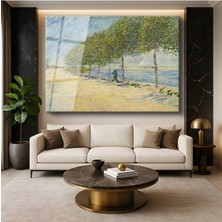 Limitless Design Vincent Van Gogh Seine Nehri Kıyısı Su Manzarası Cam Tablo Dijital Baskı Duvar Tablosu Dekor Tablo