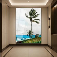 Limitless Design Winslow Homer Nassau Palmiye Ağacı Tropikal Cam Tablo Dijital Baskı Duvar Tablosu Dekor Tablo