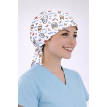 Dr. Mitra Cerrahi Bone Medikal Doktor Hemşire Hastane Bonesi Unisex -Beyaz Makas