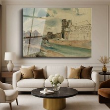 Limitless Design Johan Barthold Jongkind Notre Dame Paris Manzarası Cam Tablo Dijital Baskı Duvar Tablosu Dekor Tablo