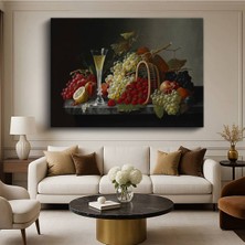 Limitless Design Edward Ladell Şampanya Meyveler Natürmort Resmi Kanvas Tablo Sanat Tablosu Klasik Ressam Tablosu