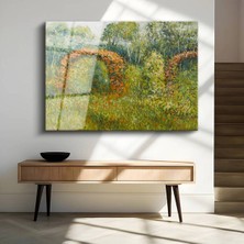 Limitless Design Claude Monet Çiçekli Kemerler Bahçe Manzarası Cam Tablo Dijital Baskı Duvar Tablosu Dekor Tablo