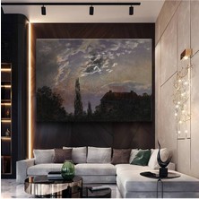 Limitless Design Caspar David Friedrich Ay Işığında Ev Resmi Kanvas Tablo Sanat Tablosu Klasik Ressam Tablosu
