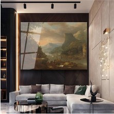 Limitless Design Herman Van Swanevelt Dağlık Nehir Peyzajı Cam Tablo Dijital Baskı Duvar Tablosu Dekor Tablo