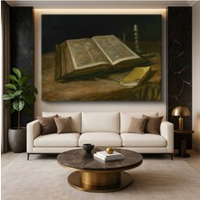 Limitless Design Vincent Van Gogh Açık Kitap Natürmort Resmi Kanvas Tablo Sanat Tablosu Klasik Ressam Tablosu