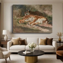Limitless Design Rosa Bonheur Dinlenen Kaplanlar Vahşi Hayvan Resmi Kanvas Tablo Klasik Ressam Tablosu