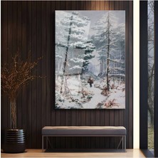 Limitless Design Ivan Shishkin Kış Ormanı Kar Yolculuğu Cam Tablo Dijital Baskı Duvar Tablosu Dekor Tablo