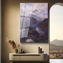 Limitless Design Albert Bierstadt Karlı Dağ Kış Manzarası Cam Tablo Dijital Baskı Duvar Tablosu Dekor Tablo