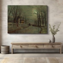 Limitless Design John Atkinson Grimshaw Ay Işığı Kış Kar Manzarası Kanvas Tablo Klasik Ressam Tablosu