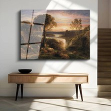 Limitless Design Samuel Palmer Gün Batımı Pastoral Manzara Cam Tablo Dijital Baskı Duvar Tablosu Dekor Tablo