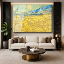 Limitless Design Vincent Van Gogh Buğday Tarlası Orakçı Hasat Resmi Cam Tablo Dijital Baskı Duvar Tablosu Dekor Tablo
