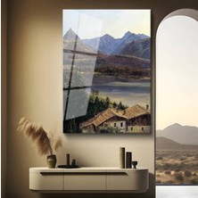 Limitless Design Albert Bierstadt Alp Dağları Kar Manzarası Cam Tablo Dijital Baskı Duvar Tablosu Dekor Tablo