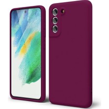 HANPORIUM Samsung Galaxy S21 Fe Uyumlu Silikon Kılıf - Pastel Renk Tonu Kamera Korumalı Esnek Kapak - Bordo