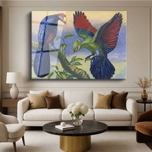 Limitless Design John Gould Egzotik Kuşlar Doğa Resmi Cam Tablo Dijital Baskı Duvar Tablosu Dekor Tablo