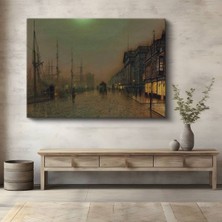Limitless Design John Atkinson Grimshaw Rıhtım Gece Liman Manzarası Kanvas Tablo Klasik Ressam Tablosu