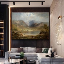 Limitless Design Thomas Moran Dağlık Vadi Göl Peyzajı Kanvas Tablo Sanat Tablosu Klasik Ressam Tablosu