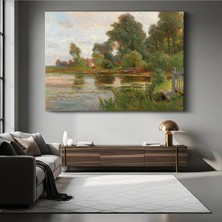 Limitless Design Henri Harpignies Nehir Kıyısı Doğa Resmi Kanvas Tablo Sanat Tablosu Klasik Ressam Tablosu