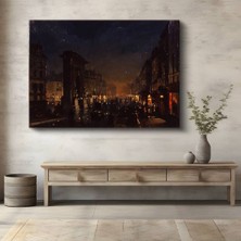 Limitless Design John Atkinson Grimshaw Gece Şehir Sokağı Işık Manzarası Kanvas Tablo Klasik Ressam Tablosu