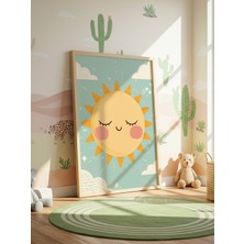 Fuart.Co Mavi Gökyüzünde Güneş Dijital Baskı Çocuk Odası Posteri (Çerçevesiz) COFU