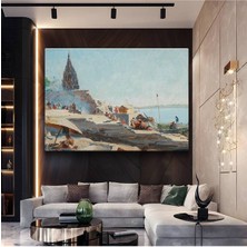 Limitless Design Edwin Lord Weeks Ganj Nehri Kıyısı Hindistan Kanvas Tablo Sanat Tablosu Klasik Ressam Tablosu