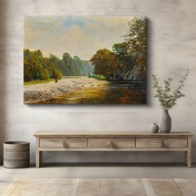 Limitless Design John Dearle Nehir Kıyısı Sonbahar Manzarası Kanvas Tablo Sanat Tablosu Klasik Ressam Tablosu