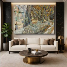 Limitless Design Vincent Van Gogh Büyük Çınarlar Ağaç Resmi Cam Tablo Dijital Baskı Duvar Tablosu Dekor Tablo